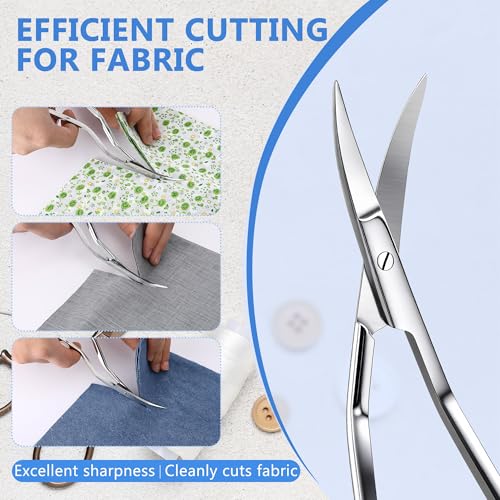Therwen 6" Bent Handle Curved Embroidery Scissor,Appliqué Scissor, Silver - color: Silver