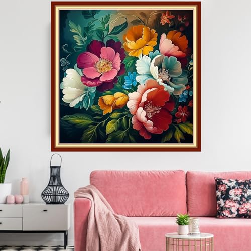 Redxing Stamped Cross Stitch Kits Embroidery kit for Beginners Adults Full Range of Embroidery Patterns Starter Kits DIY Printed Cross Stitch Kits Needlepoint Kits 11CT-Magical Flowers 18x18 inchs - color: Artskits14