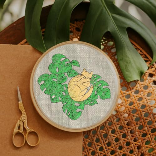 BENECREAT 4Sheets 16Pcs Cat Water Soluble Embroidery, 11.7x8.3inch Home Plants Cats Stick and Stitch Embroidery Paper Stabilizer Water Soluble Hand Sewing for Shirts, Coats, Bags - color: Cat