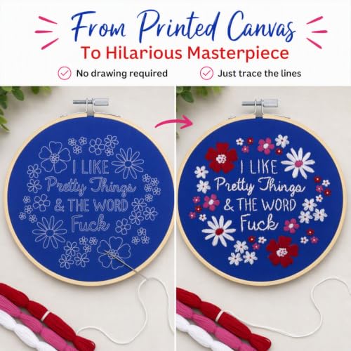 FUNATIC I Like Pretty Things and The Word Fuck Fun Embroidery Kit for Adult - color: I Like Pretty Things And The Word Fuck