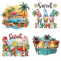 4 Packs Summer Iron on Patches for Clothing, Sweet Summer Heat Transfer Vinyl Decals Hawaiian Beach Coconut Tree Sunglasses Design DTF Transfer Ready to Press Appliques for T-Shirt Hoodie DIY Craft - color: Style I