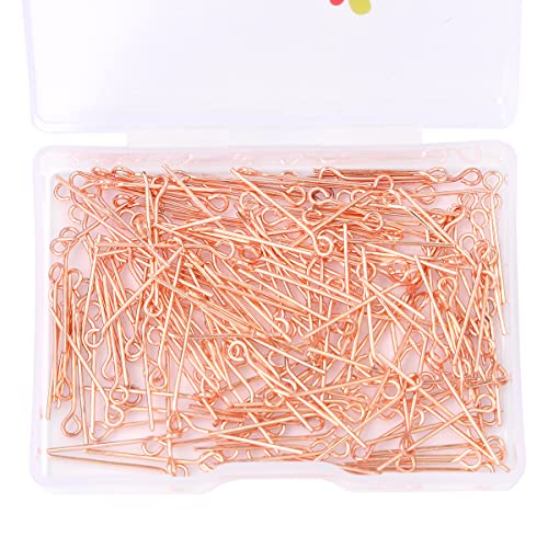 BEADIA Rose Gold Plated Open Eye Pins Non Tarnish 20mm 200pcs for Jewelry Making Findings - color: Open Eye Pins Rose Gold, size: 20x0.7mm