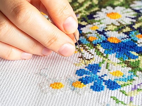 Essentials By Leisure Arts Aida Cloth, 14 Count, Barely Blue Cross Stitch Fabric, Embroidery Fabric, Cross Stitch Supplies for Crafting, Stitching, and Sewing Projects 30X36
