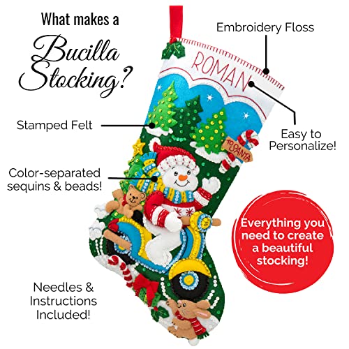 Bucilla Felt Applique 18" Stocking Making Kit, Christmas Hugs, 89253E
