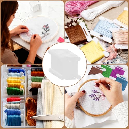 200 Pcs Embroidery Floss Bobbins,Plastic Embroidery Thread Cards for Sewing