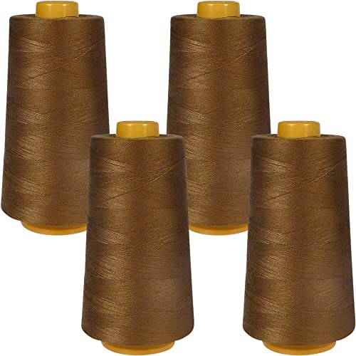 Superpunch SuperSew Thread, 4 Cones of 3000 m, Pack of 4, Brown Autumn 867 - color: Brown Autumn 867