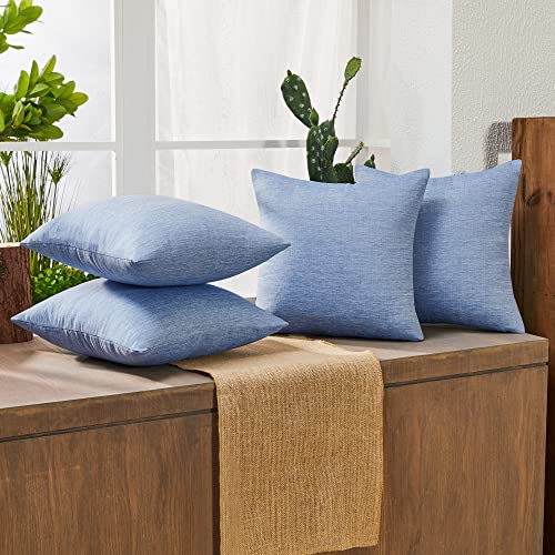 Deconovo Faux Linen Throw Pillow Covers for Sofa and Couch, Hidden Zipper - color: Linen Dark Blue, size: 18" x 18" (Pack of 4)