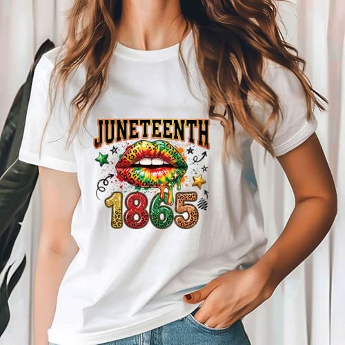 Juneteenth Iron on Transfers 4 Sheets DTF Ready to Press Black History Vinyl Iron on Patches with Fist Lip Letter Designs 1865 Juneteenth Patriotic Applique for T-Shirt Pillow Cover Bag DIY Decoration - style: Juneteenth A