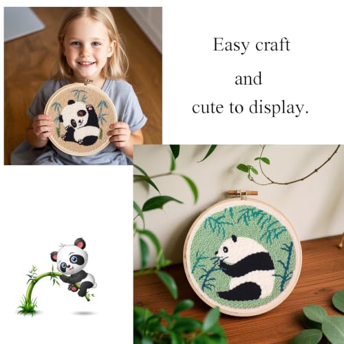 Myfelicity Punch Needle Panda Embroidery Kits, Set of 3, Including Tools Such as Patterned Punching Cloth and Needles - color: Panda