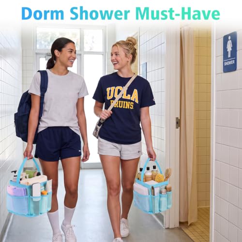 EUDELE Mesh Shower Caddy Portable for College Dorm Room Essentials,Portable Shower Caddy Dorm with 9-Pocket Large Capacity, Shower Bag for Beach, Swimming, Gym, Travel essentials, Grey - color: All Grey