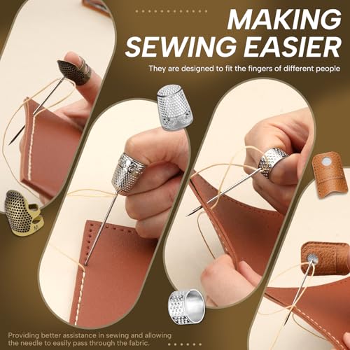 ZMAAGG Thimbles for Hand Sewing, 8 PCS Sewing Thimble, Metal Thimble - size: L-Upgraded Version