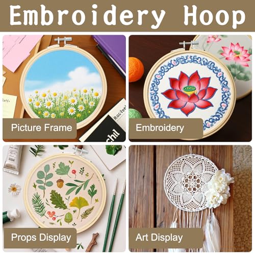 2 Pack Embroidery Hoops, 6 Inch Round Embroidery Hoops, Natural Wood Cross Stitch Hoop with Adjustable Screw for Friendly Embroidery, Cross Stitch, Craft & Beginner, and DIY Decoration - style: 6 Inch
