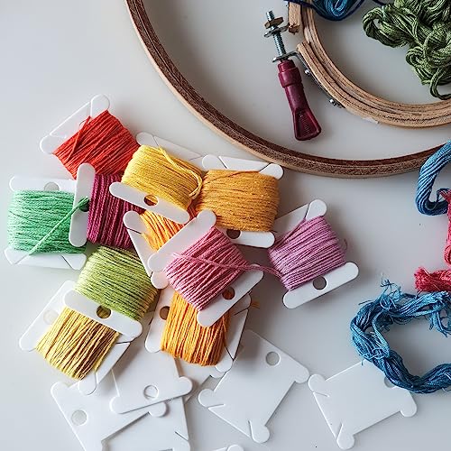 PATIKIL Plastic Floss Bobbins, 100 Pack Thread Cards Cross Cotton for Craft DIY Sewing Storage Case Embroidery, Clear - color: Clear