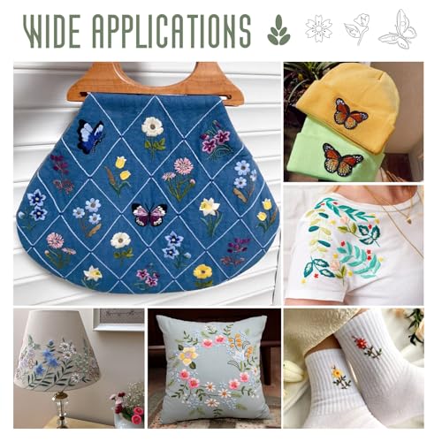 Magibeads 60Pcs Flower Butterfly Water Soluble Stabilizer for Embroidery Floral Patterns Adhesive Stick and Stitch Embroidery Transfer Paper for Hand Sewing Beginners - color: Flower & Butterfly