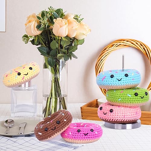 Crochet Kit for Beginners, Beginner Crochet Starter Kit w Step-by-Step Video Tutorials, Learn to Crochet Kits for Adults & Kids, DIY Knitting Supplies, 6-Pack Donut Family(40%+ Yarn Content) - color: Donut Family