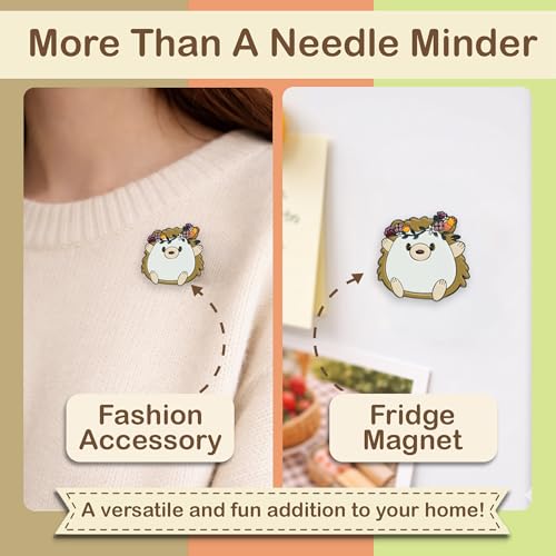 Kraftex Magnetic Needle Minder. Needleminder for Embroidery & Sewing. Cute Needlepoint Accessories. Magnetic Needle Holder for Cross Stitch. Cute Magnet Pin Gift - color: Hedgehog, Fox, Cactus