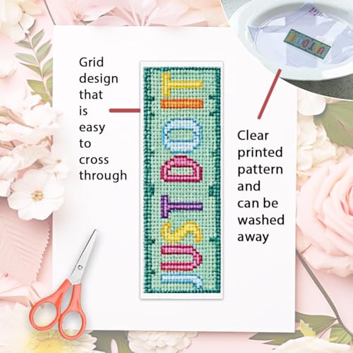ORIGACH 6 Set Inspiring Words Cross Stitch Bookmark Kit for Beginner - style: Inspiring Words