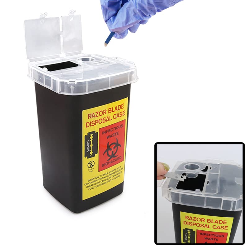 10 Pack Sharps Container Blade Disposal Containers Tattoo Syringe Needle Trash Can Case Barber Razor Storage Dispenser Biohazard Infectious Waste Case for Home Professional Use (10PCS) - color: 10PCS
