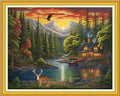 Funxvoot Stamped Cross Stitch Kits Beginners Full Range of Embroidery Kits for Adults 11CT Embroidery Patterns Needlepoint Kits Printed Cross Stitch Kits-Cabin in The Woods 16x20 inch - color: Craftsstyle15