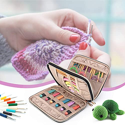 Teamoy Crochet Hook Case Organizer, Crochet Needle Storage Bag, Black - color: Black