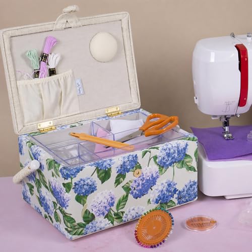 Hobby Gift Medium Sewing Box Organiser - color: Blue Hydrangea