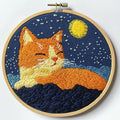 DIY Punch Needle Kit Orange Cat with Hoop 20x20cm - color: 01-Cat4