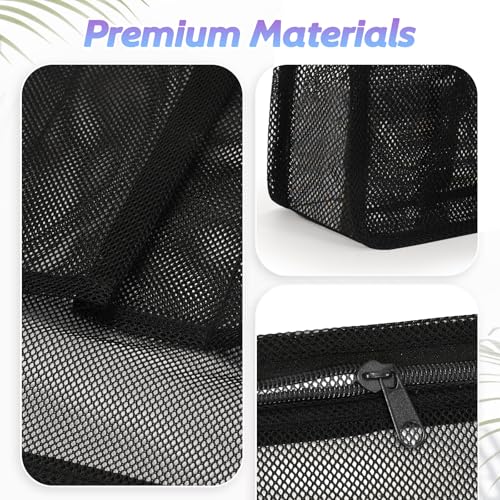 famichan Portable Mesh Shower Caddy, Gym Travel Camp Dorm Room Essentials for College Student Boy Girl, Bathroom Shower Bag - Black - color: Black