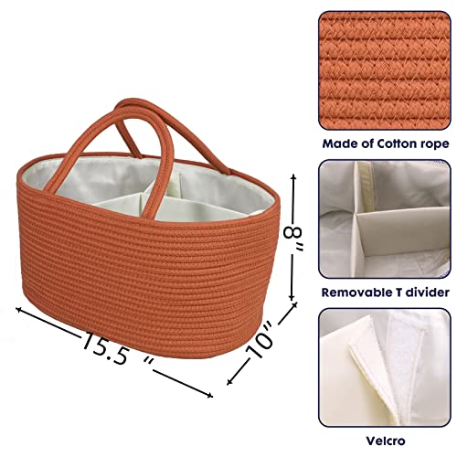 XUANGUO Large Cotton Rope Baby Diaper Caddy Organizer Basket Rust - color: Rust, size: Large