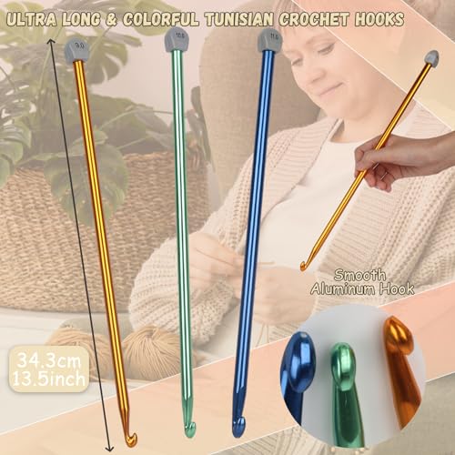 Coopay Tunisian Crochet Hook Set - Extra Long Crochet Hooks 9mm 10mm 11mm - color: Large Tunisian Crochet Hook Set