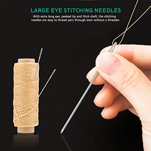 ERKOON 20 Pieces Large-Eye Blunt Needles 2inch Large Eye Sewing Needles Stainless Steel Stitching Needles with Clear Bottle for Leather Projects