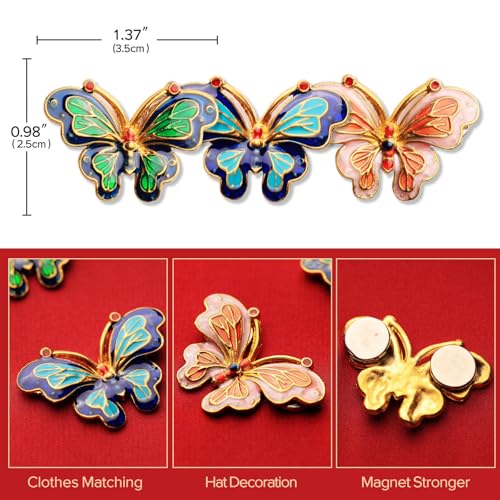 3pcs Needle Minder for Sewing,Magnetic Needle Keeper for Cross Stitch,Cute Butterfly Cartoon Pin,Needle Holder for Embroidery, Quilting Metal Needle Minders Accessory, Gift for Cross Stitch Lover