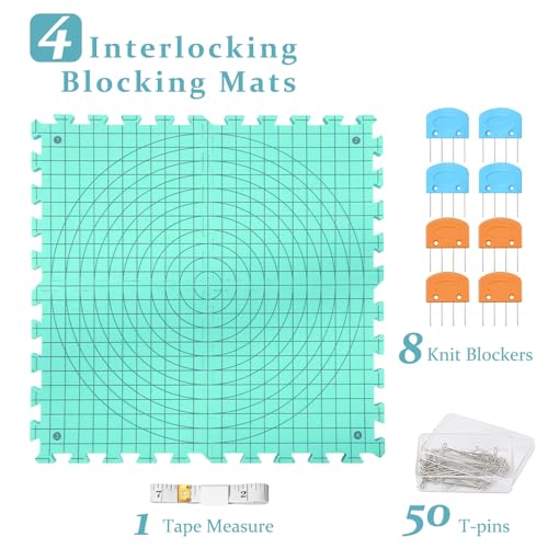 Yarniss Blocking Mat for Knitting & Crochet, Grid Mat w/T-Pin 12.6" x 12.6" - color: Blue