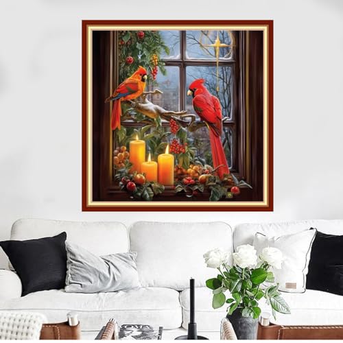 Funxvoot Stamped Cross Stitch Kits Beginners Full Range of Embroidery Kits for Adults 11CT Embroidery Patterns Needlepoint Kits Printed Cross Stitch Kits - (Parrot in Front Window 18x18 inchs) - color: Cross Stitch Kits 08
