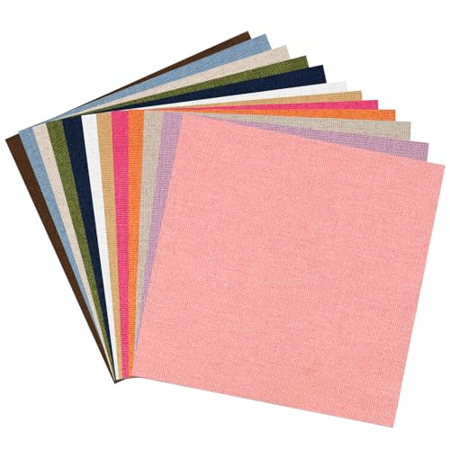 12 Sheets 12 Colors Linen Embroidery Fabric Pre-Cut 9.8×9.8Inch - size: 9.8×9.8Inch