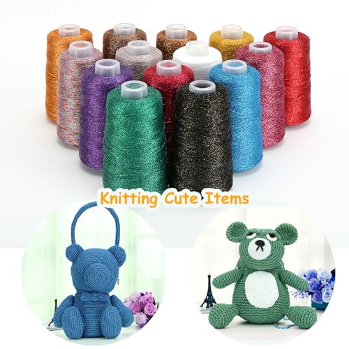 Metallic Crochet Thread, 80g Lurex Yarn for Charms(Violet) - color: Violet