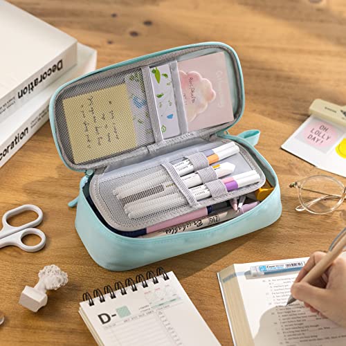 CICIMELON Durable Pencil Case Big Storage Pen Pouch Bag for School Supplies Office College Teen Adults, Light Blue - color: Light Blue