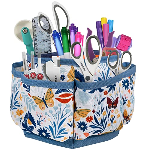 SINGER 360 Rotating Sewing Organizer Caddy, Butterfly Floral Desk Storage