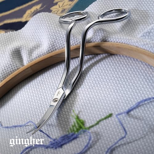 Gingher 6" Double-Curved Embroidery & Applique Scissors for Crafting - style: 6" Embroidery - Double Curved
