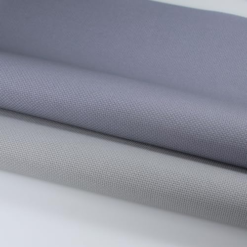 KCS 2 pc of 15" x 18" Counted Cross Stitch Cotton Aida Cloth Needlework Fabric (Light Grey+Light Steel Grey, 14CT) - color: Light Grey+light Steel Grey, size: 14CT