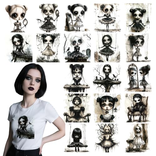 20 Pcs Halloween DTF Transfers Ready to Press - style: Gothic