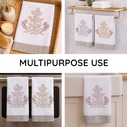Bathroom Hand Towels Set of 2, Yellow Pink Natural - color: 1287 - Yellow Pink Natural