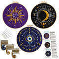Louise Maelys 3 Set Tarot Embroidery Kit for Beginners Sun Moon Art - color: kit-3