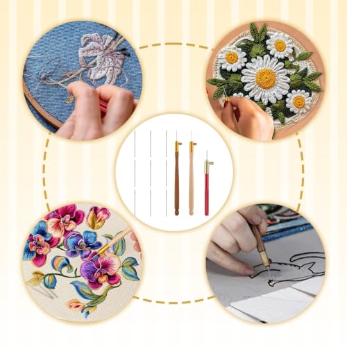 Bead Embroidery Kit, 3 Tambour Hooks + 9 Needles for Beading/Sequin/Knitting