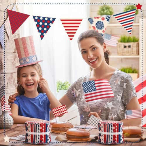 Hosuly 40 Pcs Patriotic Quilting Fabric 2.55" Red White Blue Jelly Fabric - color: 4th of July