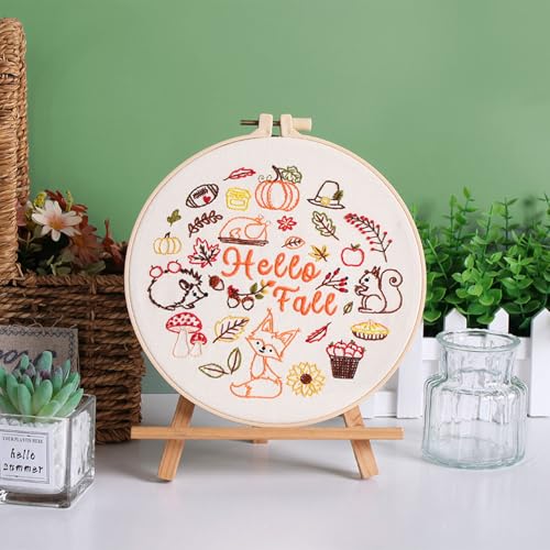 Louise Maelys Hello Fall Embroidery Kit Autumn DIY Craft Set - color: hello fall