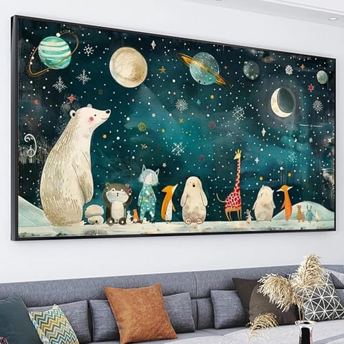 JATOK Diamond Painting Kit for Adults, Animals Starry Sky, 27.5 x 15.7 in - color: Maroon