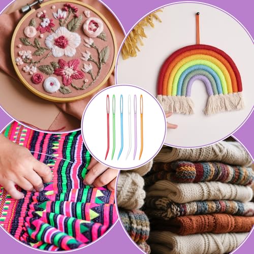 18pcs Yarn Needle, Large Big Eye Weaving Needles Colorful Tapestry Needles Bent Kit, Bent Needles for Crochet, Bent Tapestry Needles for Crochet Projects