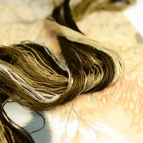 Natural Mulberry Silk Embroidery Thread, 8 Colors, 110m Each, Hand-Dyed Silk Floss for Detailed Needlework, Luxury Handmade Embroidery Set（12） - color: 12