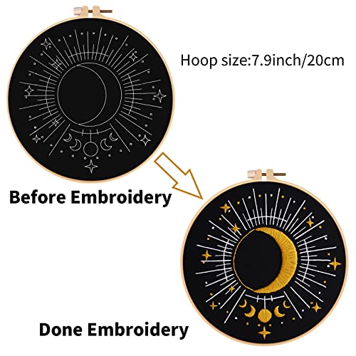 Louise Maelys Tarot Moon Embroidery Kit for Beginners Starry DIY Set - color: kit-3