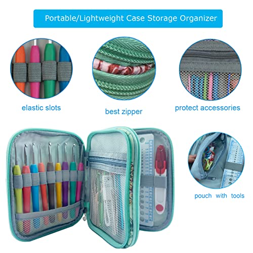 Weabetfu 102pcs Crochet Hooks Set Crochet Hook Kit with Case Ergonomic Crochet Needles for Arthritic Hands and Crochet Accessories Complete Crochet Set for Beginners & Experieced Crochet Lovers - color: Green